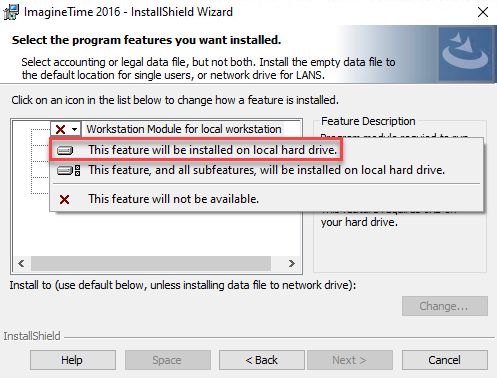 Select the program features you want installed